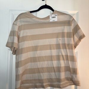 American Eagle Beige and White Striped Tee